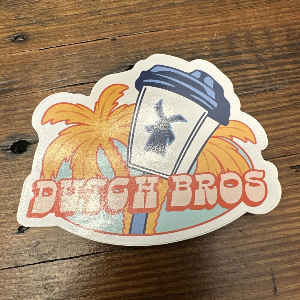*NEW* Dutch Bros Sticker June‎ 2024 Windmill Palm Trees Orange Summer